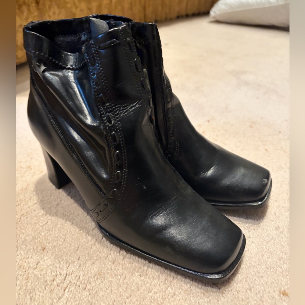 Feetfirst Black Leather Ankle Boots - Picture 2 of 8